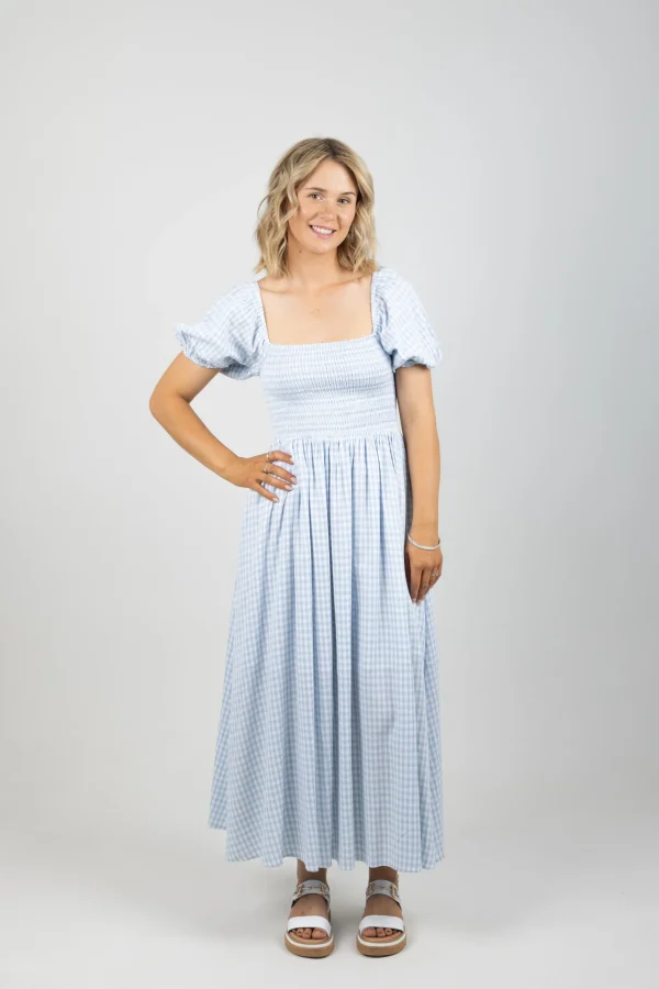 Dresses-HUFFER CELINE LOVER MIDI DRESS BLUE/WHITE