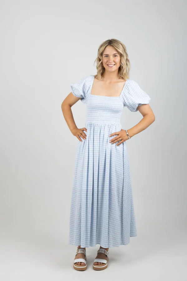 Dresses-HUFFER CELINE LOVER MIDI DRESS BLUE/WHITE