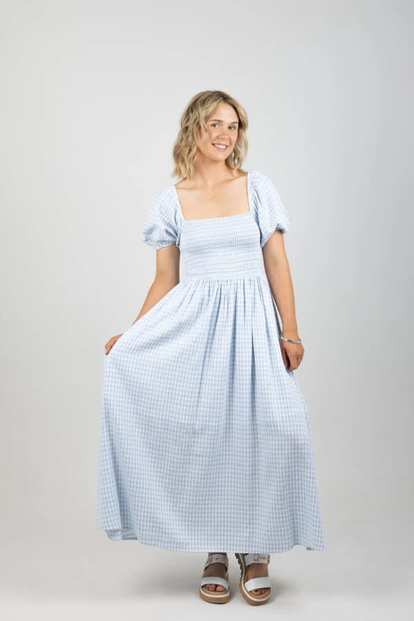 Dresses-HUFFER CELINE LOVER MIDI DRESS BLUE/WHITE