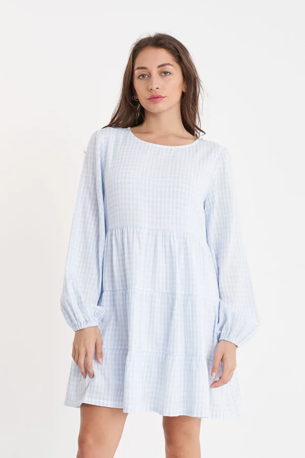 Dresses-HUFFER CELINE LS MILLY DRESS TWINKLE CHALK