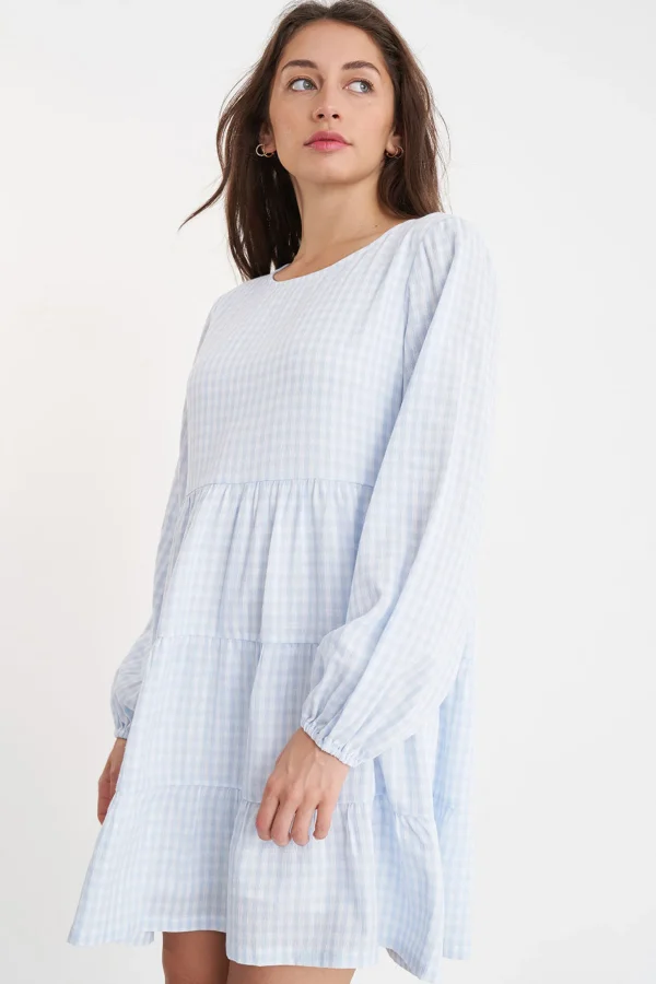 Dresses-HUFFER CELINE LS MILLY DRESS TWINKLE CHALK