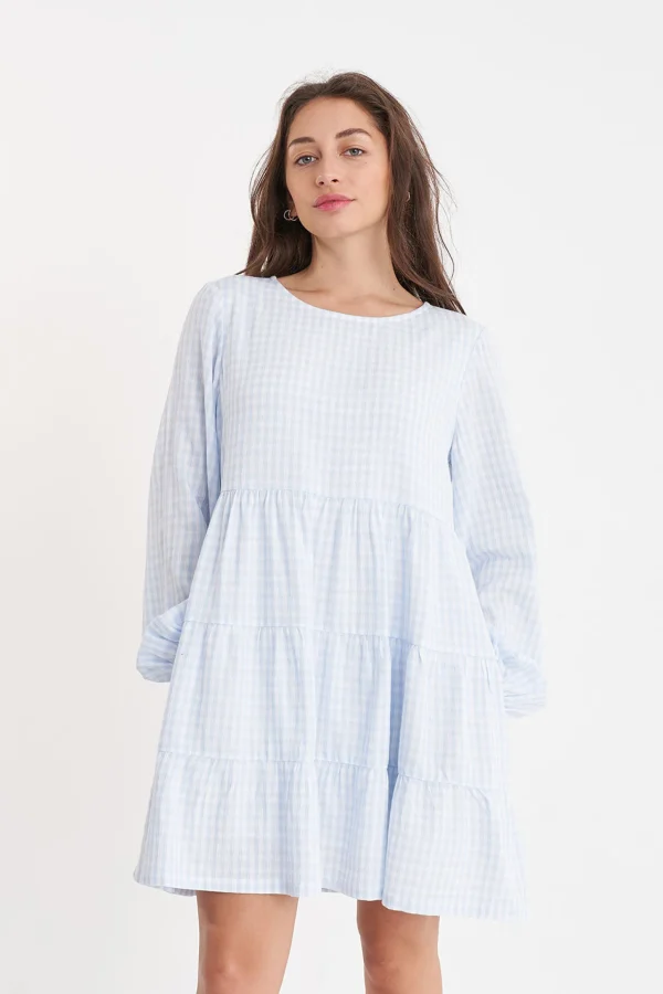 Dresses-HUFFER CELINE LS MILLY DRESS TWINKLE CHALK