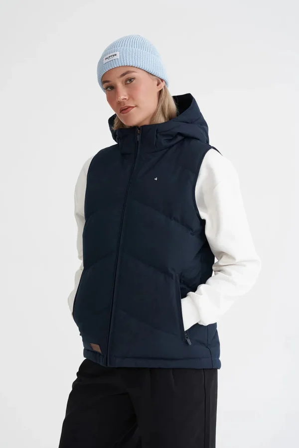 Coats & Jackets-HUFFER DOWN WMNS CLASSIC DOWN VEST HRGBONE NAVY