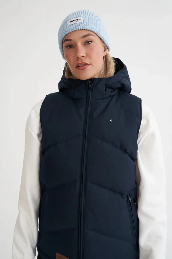 Coats & Jackets-HUFFER DOWN WMNS CLASSIC DOWN VEST HRGBONE NAVY