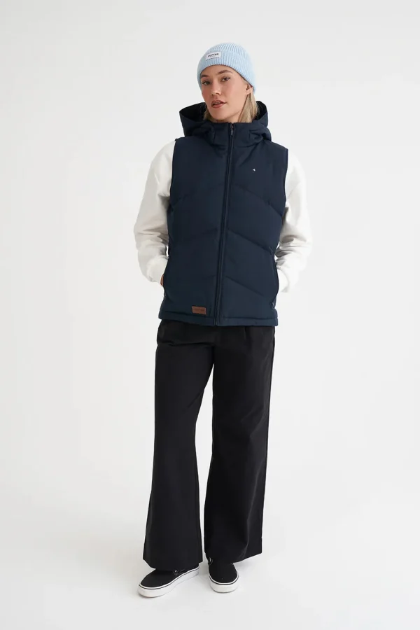 Coats & Jackets-HUFFER DOWN WMNS CLASSIC DOWN VEST HRGBONE NAVY