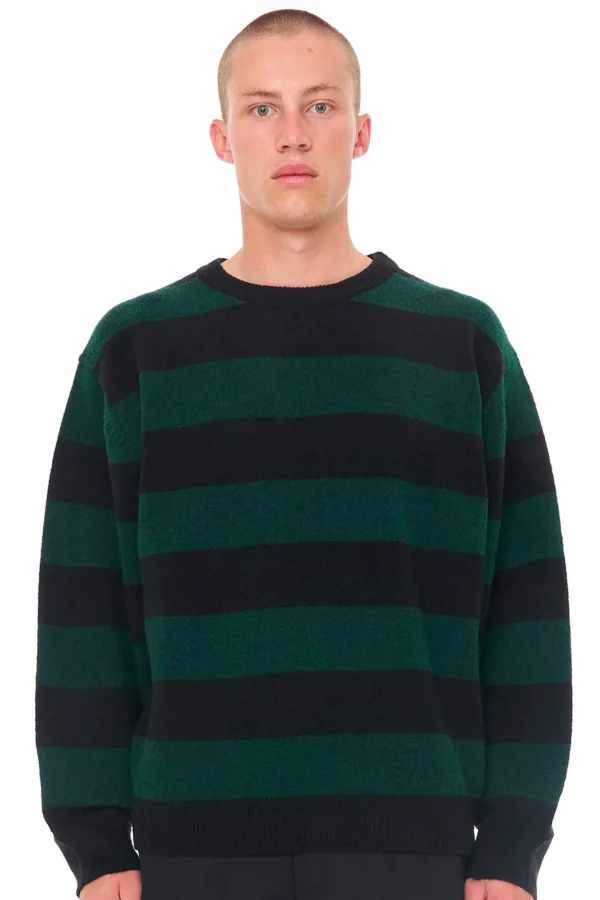 Sweaters & Knitwear-HUFFER FLEET KNIT CREW BLACK/JUNIPER