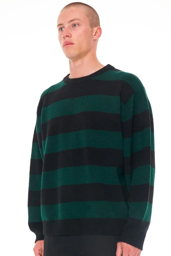 Sweaters & Knitwear-HUFFER FLEET KNIT CREW BLACK/JUNIPER