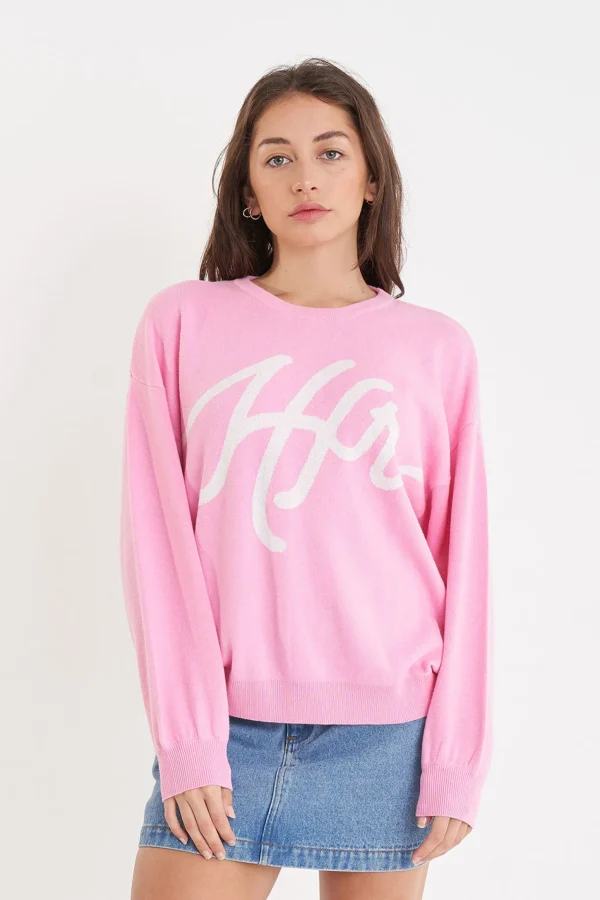 Sweaters & Knitwear-HUFFER GIRLFRIEND INTARSIA KNIT BON BON