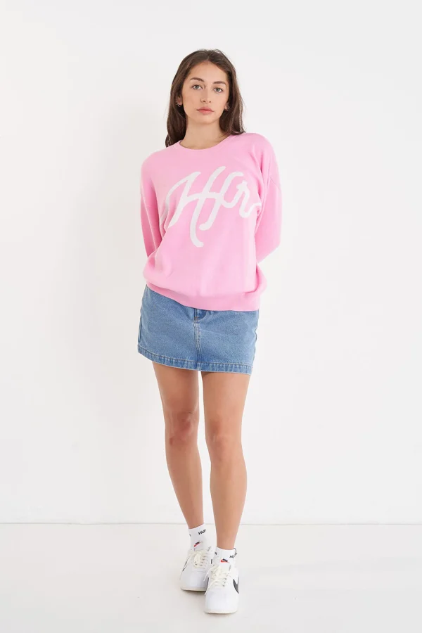 Sweaters & Knitwear-HUFFER GIRLFRIEND INTARSIA KNIT BON BON