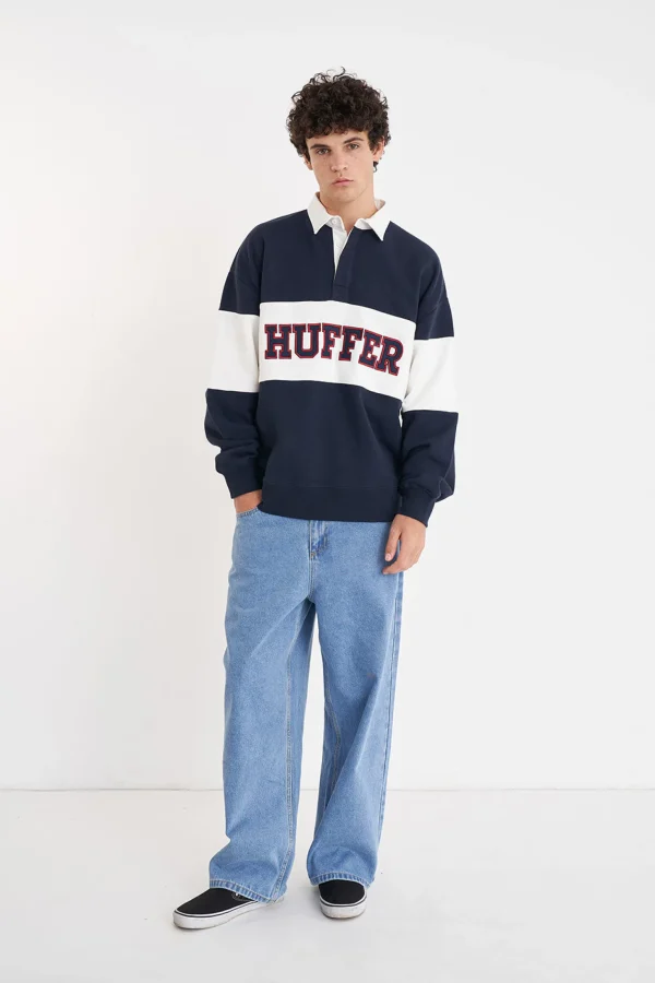 Sweaters & Knitwear-HUFFER GRAND RUGBY CREW MIDNIGHT