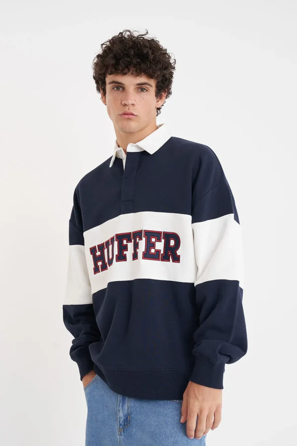 Sweaters & Knitwear-HUFFER GRAND RUGBY CREW MIDNIGHT