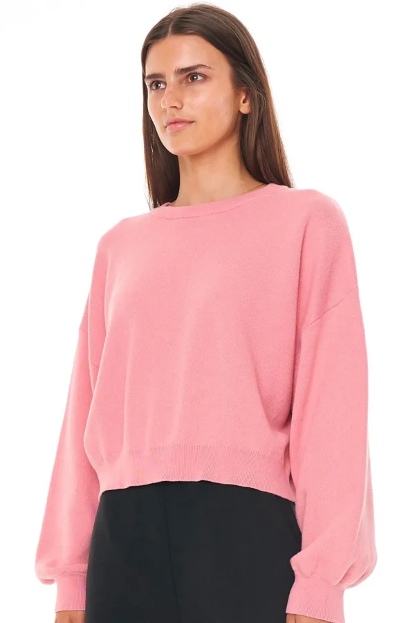 Sweaters & Knitwear-HUFFER HORIZON CROP KNIT - DEEP PINK