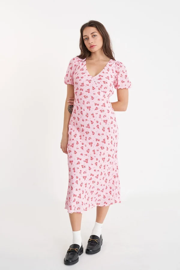Dresses-HUFFER LA ROSA CLEO MIDI DRESS BLUSH FLORAL