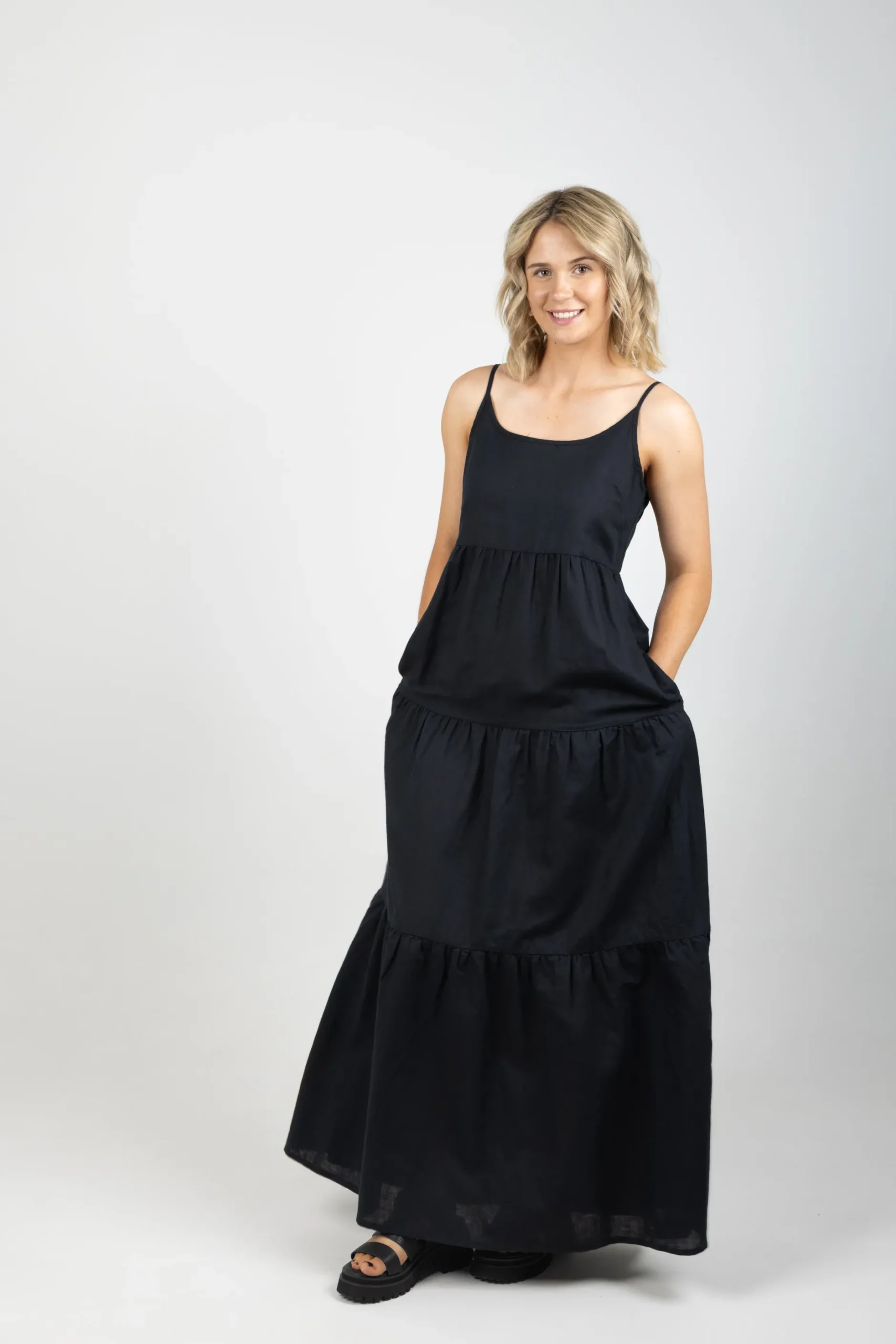 huffer_linin_resort_dress_2.webp Dresses-HUFFER LIN-IN RESORT DRESS BLACK