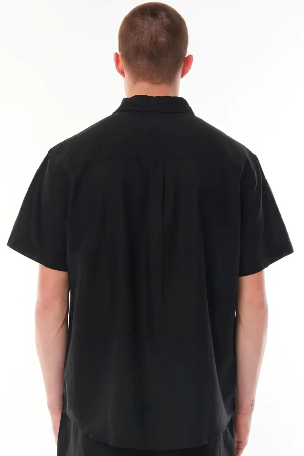 Shirts-HUFFER MENS LIN-IN SS SHIRT BLACK