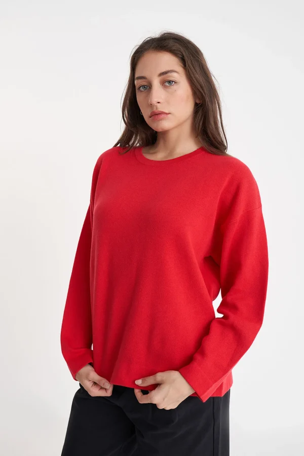 Sweaters & Knitwear-HUFFER NEVE CREW CHERRY