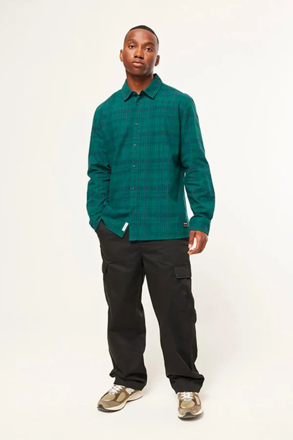 Shirts-HUFFER OG CHECK EMERALD SHIRT - EMERALD/NAVY