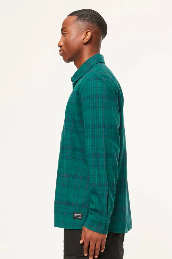 Shirts-HUFFER OG CHECK EMERALD SHIRT - EMERALD/NAVY