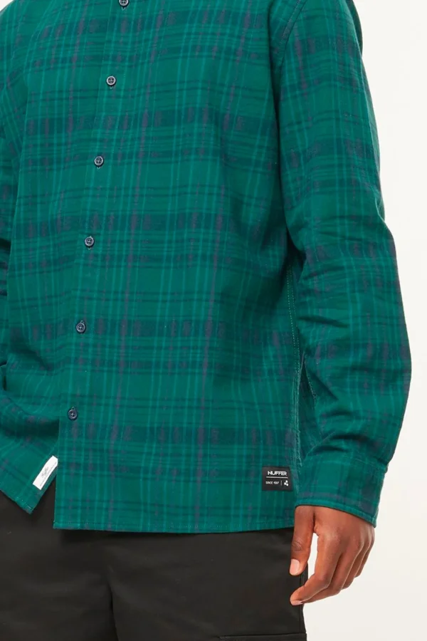 Shirts-HUFFER OG CHECK EMERALD SHIRT - EMERALD/NAVY