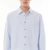 Shirts-HUFFER OXFORD LS SHIRT - BLUE HAZE/CHALK