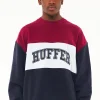 Sweaters & Knitwear-HUFFER PANEL BLOCK CREW - NAVY/CRANBERRY