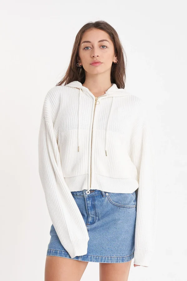 Sweaters & Knitwear-HUFFER SIGNATURE KNIT HOOD ICE