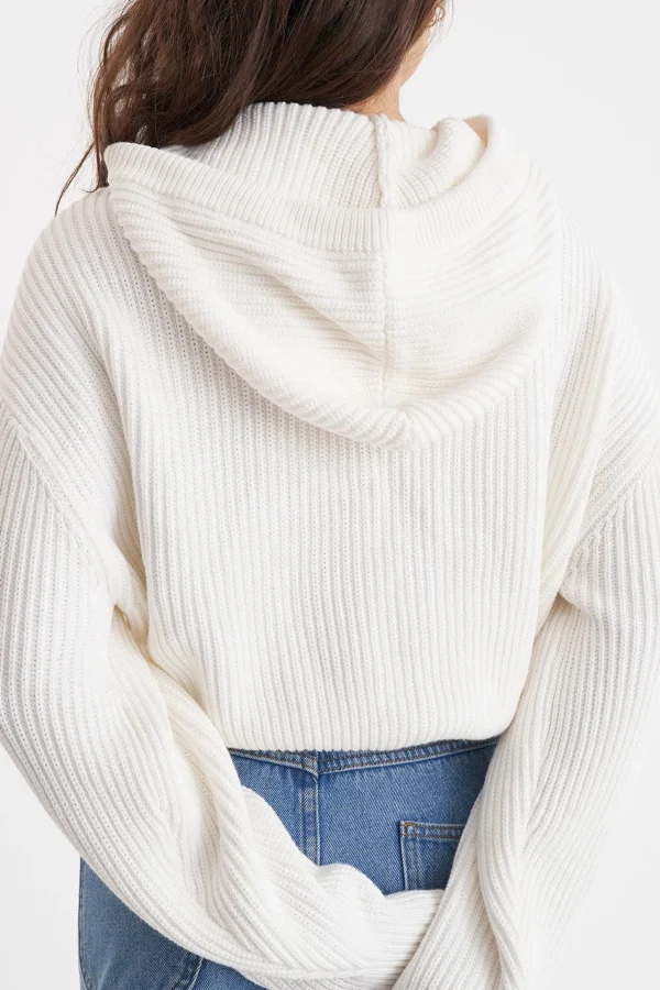 Sweaters & Knitwear-HUFFER SIGNATURE KNIT HOOD ICE