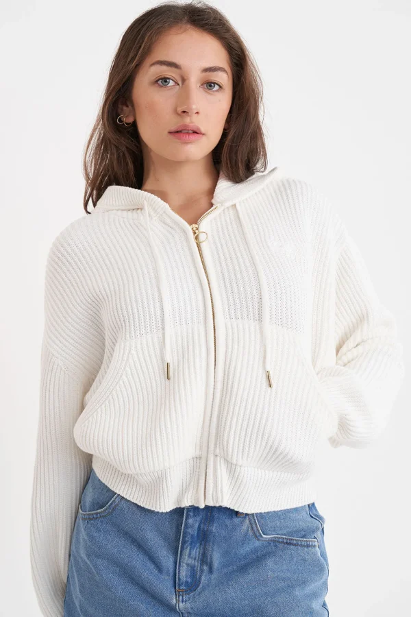Sweaters & Knitwear-HUFFER SIGNATURE KNIT HOOD ICE