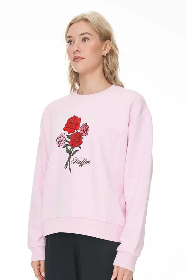 Sweaters & Knitwear-HUFFER SLOUCH CREW 350 ROSY BUNCH BLOSSOM