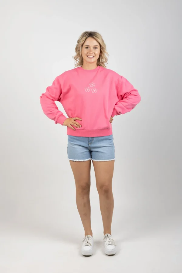 Sweaters & Knitwear-HUFFER SLOUCH CREW FLOWER BOMB CAMELLIA