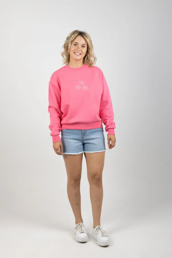 Sweaters & Knitwear-HUFFER SLOUCH CREW FLOWER BOMB CAMELLIA