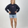 Sweaters & Knitwear-HUFFER SLOUCH CREW PINK PRISIM NAVY