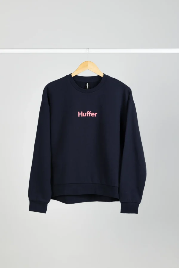 Sweaters & Knitwear-HUFFER SLOUCH CREW PINK PRISIM NAVY