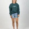 Sweaters & Knitwear-HUFFER SLOUCH CREW SCRIPT EMERALD