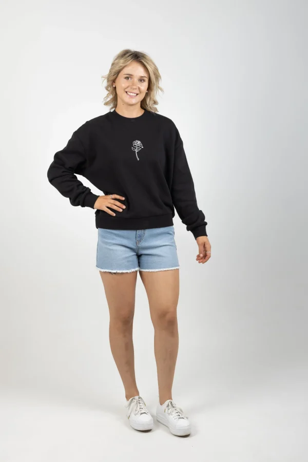 Sweaters & Knitwear-HUFFER SLOUCH CREW WHITE ROSE BLACK