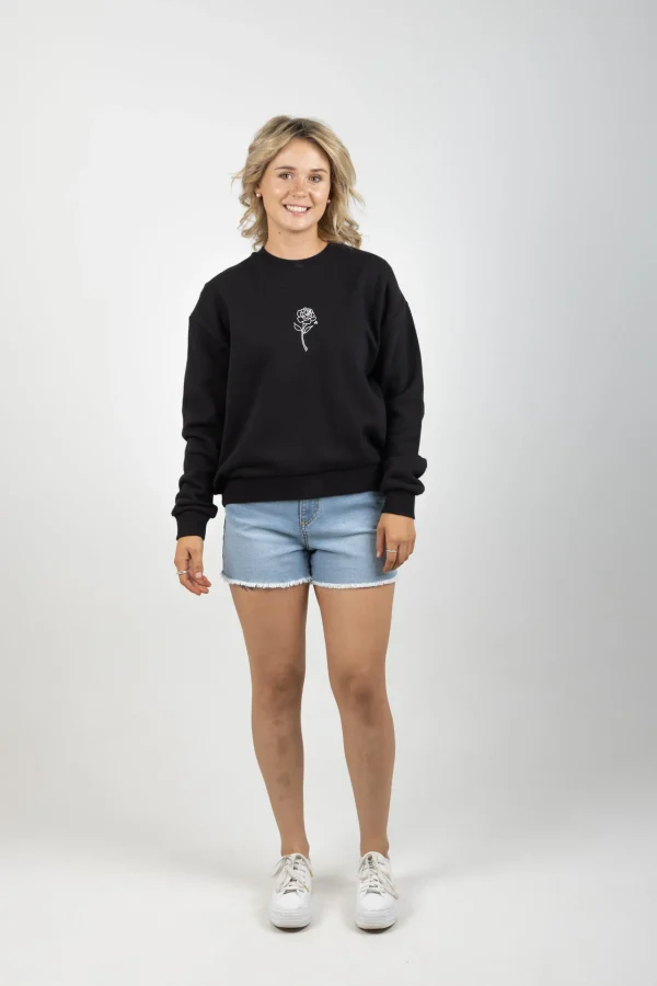 Sweaters & Knitwear-HUFFER SLOUCH CREW WHITE ROSE BLACK