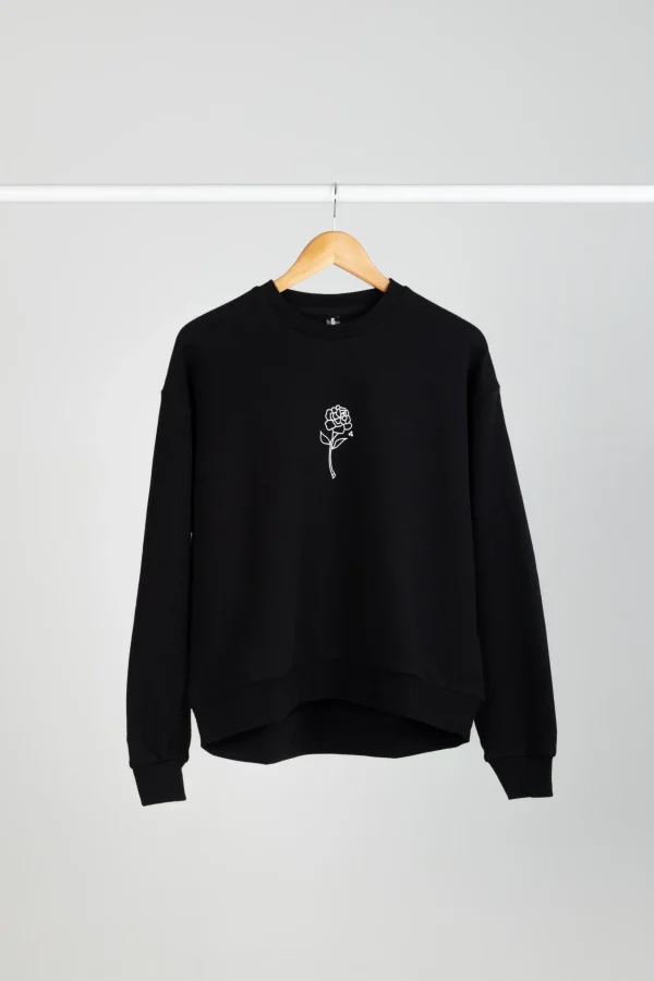 Sweaters & Knitwear-HUFFER SLOUCH CREW WHITE ROSE BLACK