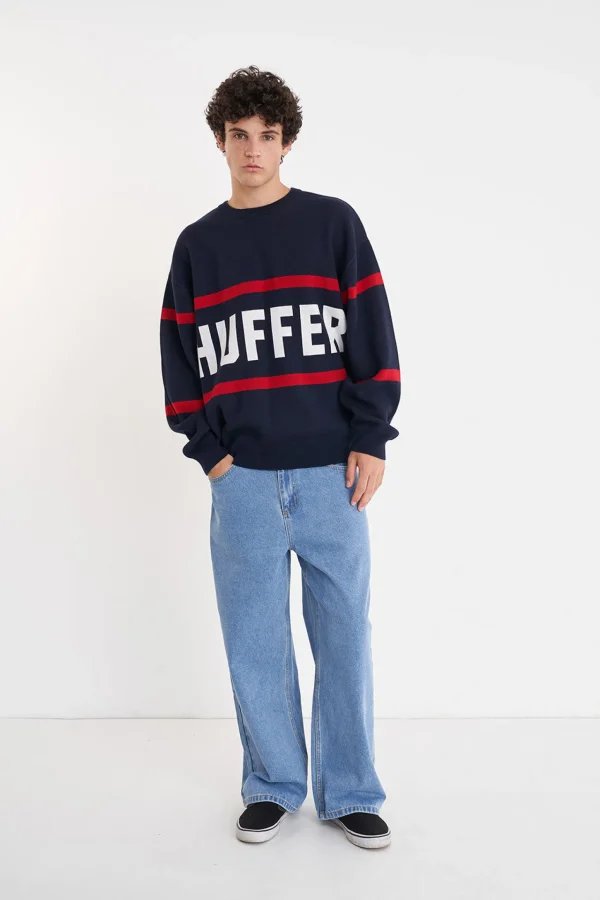 Sweaters & Knitwear-HUFFER TRUE KNIT CREW BREAKER MIDNIGHT
