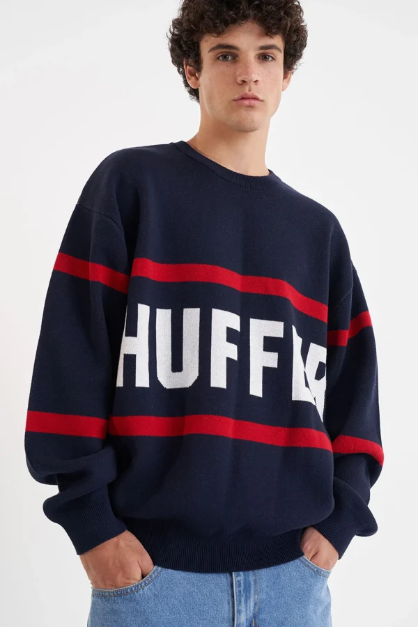 Sweaters & Knitwear-HUFFER TRUE KNIT CREW BREAKER MIDNIGHT