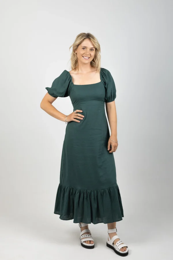 Dresses-ISLE OF MINE FLORA TIE DRESS TEAL