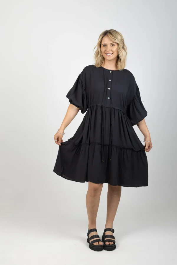 Dresses-ISLE OF MINE STAPLE TIE DRESS BLACK