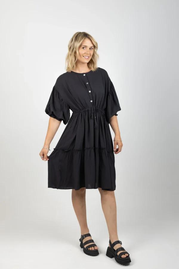 Dresses-ISLE OF MINE STAPLE TIE DRESS BLACK