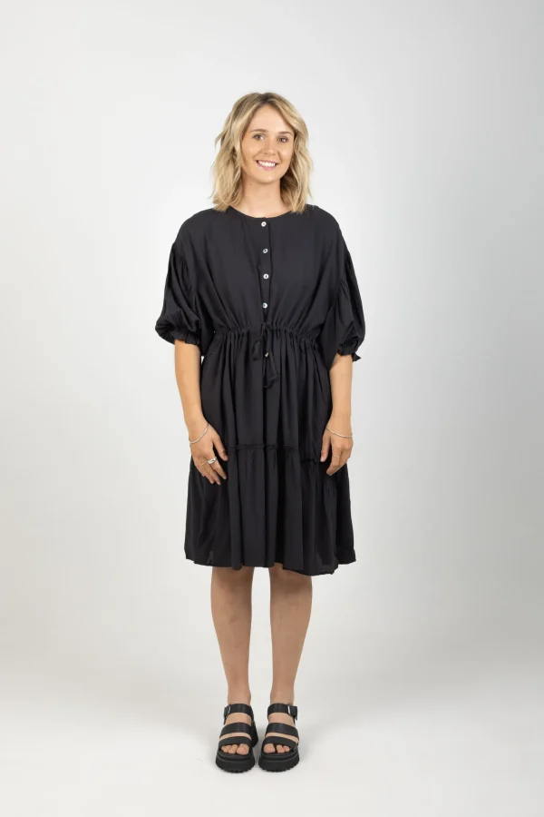 Dresses-ISLE OF MINE STAPLE TIE DRESS BLACK
