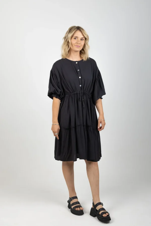 Dresses-ISLE OF MINE STAPLE TIE DRESS BLACK