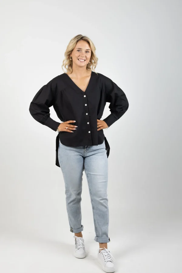 Shirts & Tops-ISLE OF MINE VENUS LINEN BLOUSE ONYX