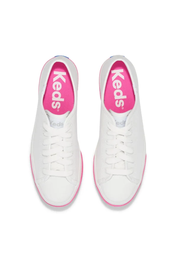 Footwear-KEDS TRIPLE UP LEATHER BUMPER FOX STRIPE WHITE/PINK