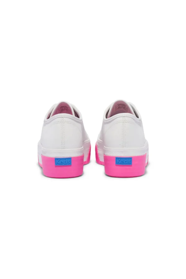 Footwear-KEDS TRIPLE UP LEATHER BUMPER FOX STRIPE WHITE/PINK