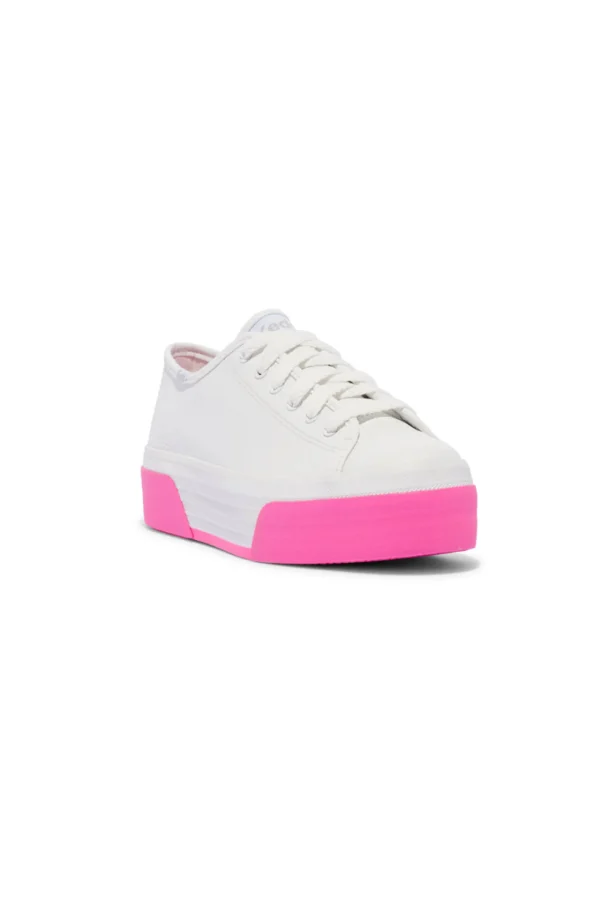 Footwear-KEDS TRIPLE UP LEATHER BUMPER FOX STRIPE WHITE/PINK