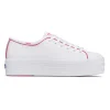 Footwear-KEDS TRIPLE UP LEATHER POP BINDING WHITE FUCHSIA
