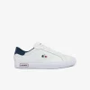Footwear-LACOSTE MENS POWERCOURT TRI COLOUR SNEAKERS - WHT/RED/BLUE